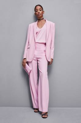 Pleated pants in stretch fabric, Pink, Patrizia Pepe