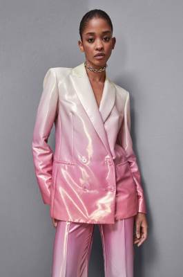 Double-breasted satin blazer jacket, Multicolor, Patrizia Pepe