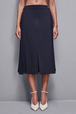 Hochtaillierter Midirock aus Gabardine, Blau, Patrizia Pepe