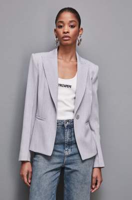 Chaqueta con un botón en poliviscosa, Gris