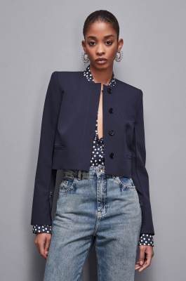 Chaqueta estilo marsina de gabardina, Azul