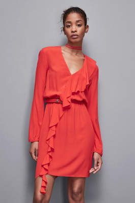 Essential viscose mini dress with ruffles, Red, Patrizia Pepe