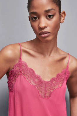 Top mit Spitze aus Krepp Essential, Rosa, Patrizia Pepe