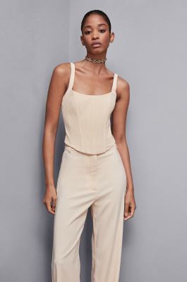 Stretch fabric bustier top, Beige, Patrizia Pepe