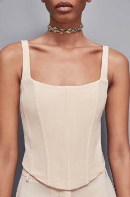 Stretch fabric bustier top, Beige, Patrizia Pepe