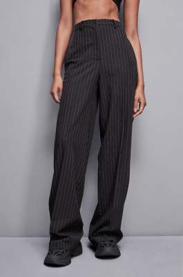 Pinstripe flannel pants, Black, Patrizia Pepe