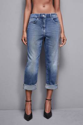 Blue low-waisted boyfriend jeans, Blue, Silver, Patrizia Pepe
