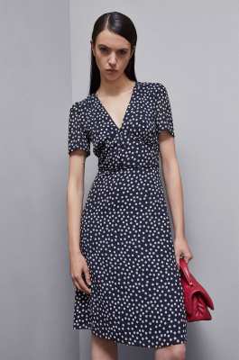 Patterned georgette midi dress, Blue, Patrizia Pepe