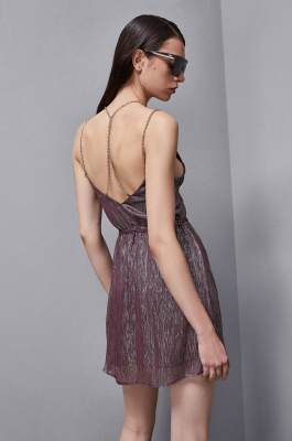 Silk lurex dress with chains, Purple, Patrizia Pepe