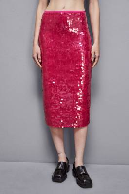 Stretch sequined tulle skirt, Pink, Patrizia Pepe