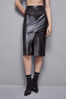 Midirock mit hoher Taille, Schwarz, Patrizia Pepe