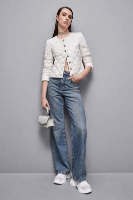 Chaqueta acolchada de nailon brillante, Blanco