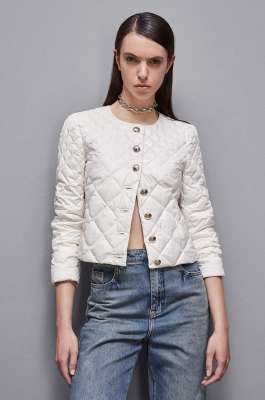 Chaqueta acolchada de nailon brillante, Blanco