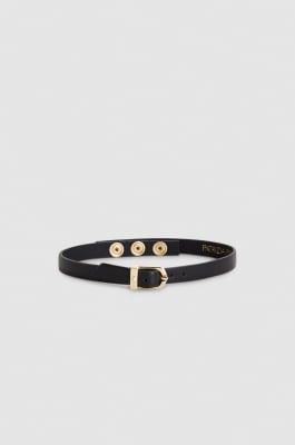 Leather chocker with buckle, Black, Patrizia Pepe