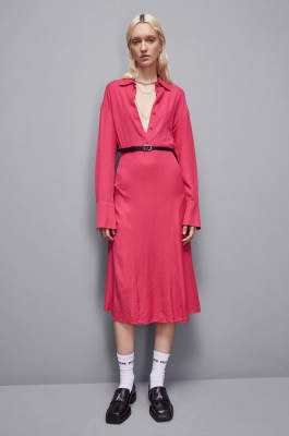 Long-sleeved viscose dress, Pink, Patrizia Pepe