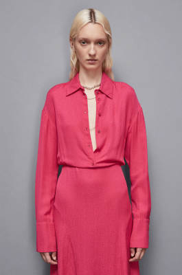 Long-sleeved viscose dress, Pink, Patrizia Pepe