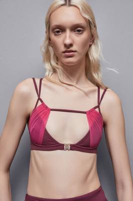 Strassbesetzter BH aus Jersey und Tüll, Rosa, Violett, Patrizia Pepe