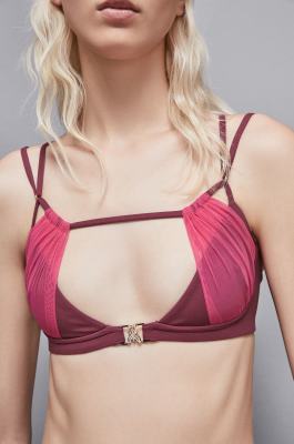 Strassbesetzter BH aus Jersey und Tüll, Rosa, Violett, Patrizia Pepe