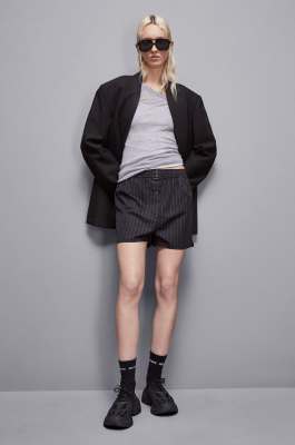 Fabric boxer shorts with buttons, Black, Patrizia Pepe