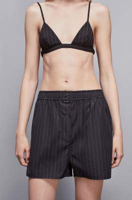 Fabric boxer shorts with buttons, Black, Patrizia Pepe
