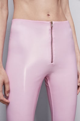 High-waisted faux leather leggings, Pink, Patrizia Pepe