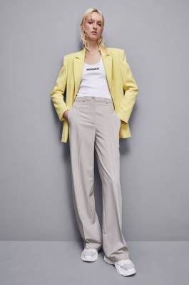 Blazer de franela con un botón, Amarillo