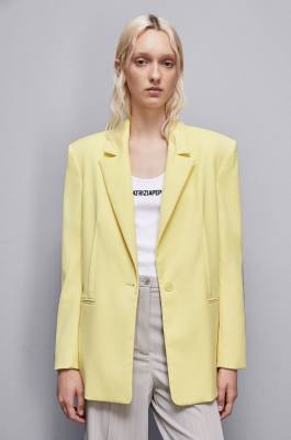 Blazer de franela con un botón, Amarillo