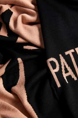Wool blend fabric scarf, Black, Beige, Patrizia Pepe