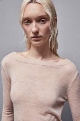 Essential long-sleeved wool sweater, Beige, Patrizia Pepe
