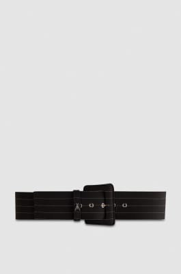High waist fabric belt, Black, Patrizia Pepe