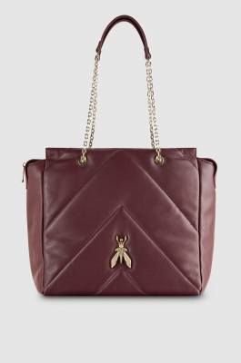 Leather bucket bag with zipper, Purple, Patrizia Pepe
