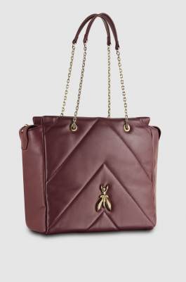 Leather bucket bag with zipper, Purple, Patrizia Pepe