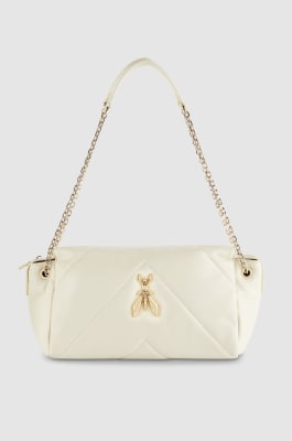 Quilted leather shoulder bag, White, Patrizia Pepe