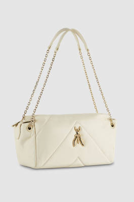 Quilted leather shoulder bag, White, Patrizia Pepe