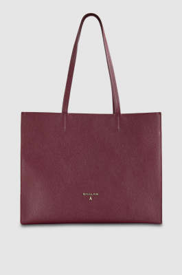 Hammered leather shopping bag, Purple, Patrizia Pepe