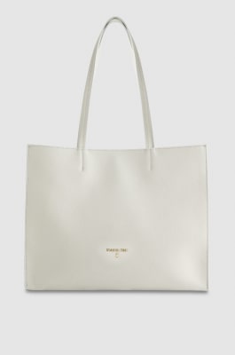 Hammered leather shopping bag, Grey, Patrizia Pepe