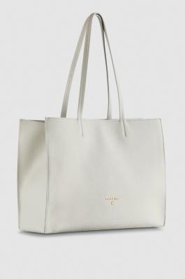 Hammered leather shopping bag, Grey, Patrizia Pepe