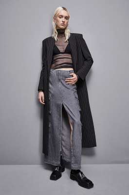 Grauer langer Rock aus Denim, Grau, Patrizia Pepe