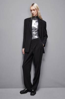 Laminated jersey turtleneck, Silver, Patrizia Pepe