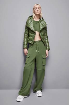 Nylon down proof hooded down jacket, Green, Patrizia Pepe