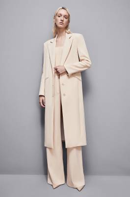 Stretch viscose long coat, Beige, Patrizia Pepe