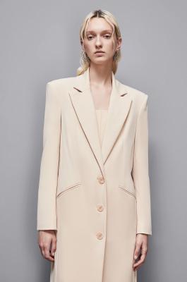 Stretch viscose long coat, Beige, Patrizia Pepe