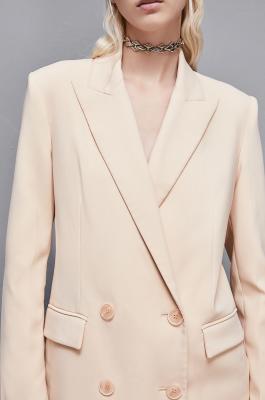 Blazer de doble botonadura de crepé Essential, Beige