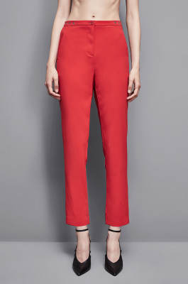 Essential crepe cigarette pants, Red, Patrizia Pepe