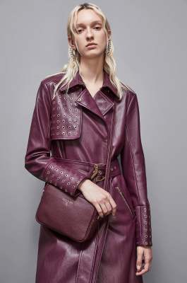 Leather camera bag with inside pocket, Purple, Patrizia Pepe