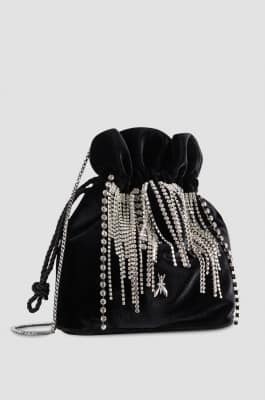 Pouch bag with rhinestones, Black, Patrizia Pepe