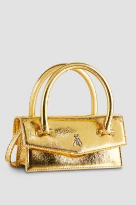 Fly Bamby leather shoulder bag, Gold, Patrizia Pepe