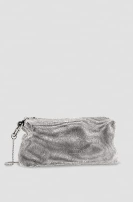 Rhinestone shoulder bag, Silver, Patrizia Pepe
