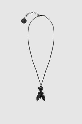 Brass and glass necklace with rhinestones, Black, Patrizia Pepe