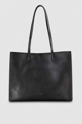 Hammered leather shopping bag, Black, Patrizia Pepe